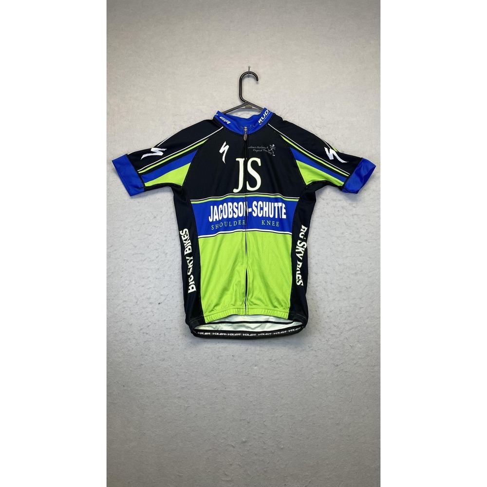Voler Cycling Jersey Mens Small Green Blue Full Zip Specialized Jacobson-Schutte